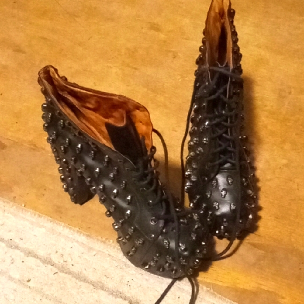 Jeffrey Campbell handmade skull boots barley wore like new